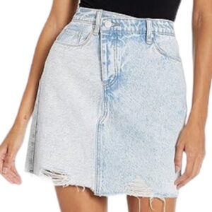 NWT BLANK NYC GIRLS SZ 10 denim jean skirt 5 pocket zip and button front raw hem